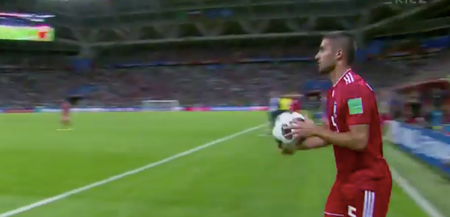 Iran defender shows how not to do a throw-in during World Cup defeat to Spain