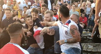 Police release statement after England fans brawl in 20-person pub garden fist fight