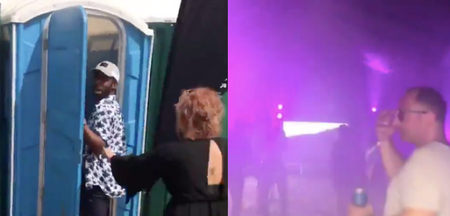 Very cool secret door in this festival portaloo leads to a hidden rave