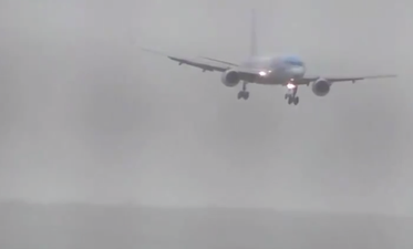 WATCH: Startling footage of a plane forced to land sideways by Storm Callum