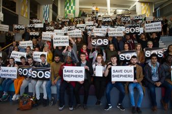 A number of DCU students protest the potential deportation of a student outside the Department of Justice