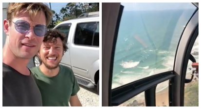 Chris Hemsworth picked up a hitchhiker and gave him a helicopter ride to a surfing spot