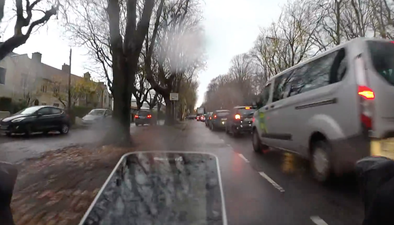 WATCH: Driver dangerously uses footpath to skip traffic in Dublin