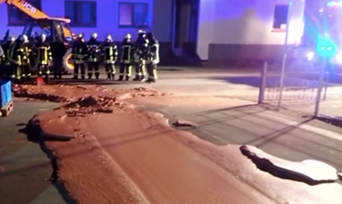 Factory leak now means that there’s an entire street that’s covered in chocolate