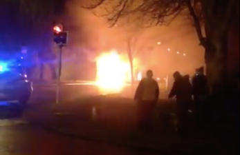 Two fire engines attending blaze on Navan Road after bus catches fire