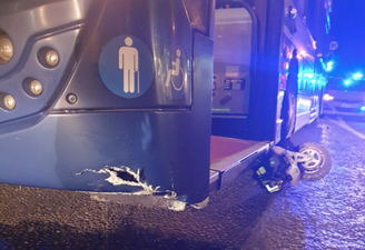 PICS: Scooter rider has very lucky escape following collision with bus