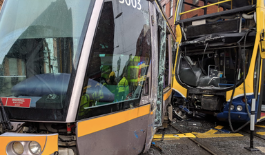 Nine people taken to hospital after Luas and bus collide in Dublin