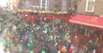 As is the norm on St Patrick’s Day, Temple Bar looks like the gates of hell have opened