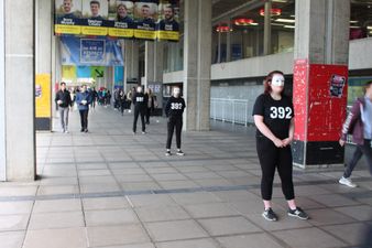 UCD students mask themselves on campus as part of mental health campaign