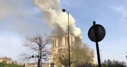 The moment Notre Dame’s world-famous spire fell