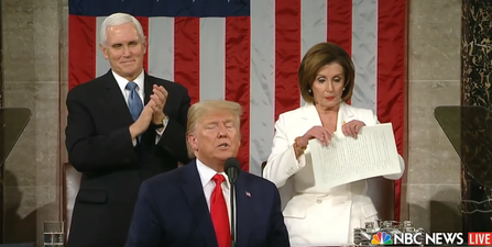 Nancy Pelosi rips up copy of Trump’s State of the Union address as he finished his speech