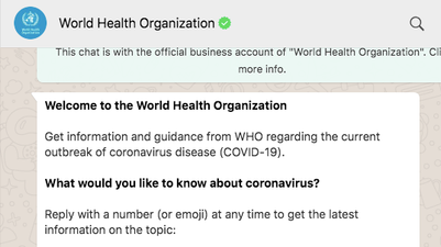 World Health Organisation launches WhatsApp coronavirus information service