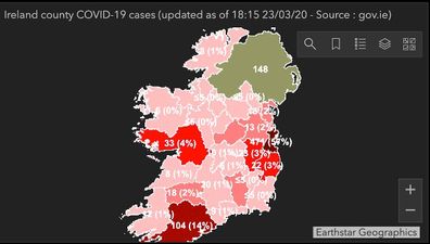 Ireland now has its own specific coronavirus infographic dashboard