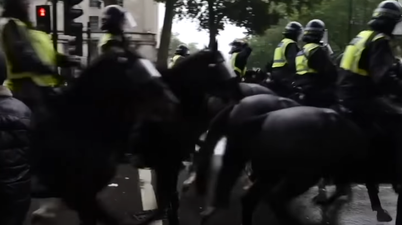 Police officer suffers broken bones after horse collides with traffic light