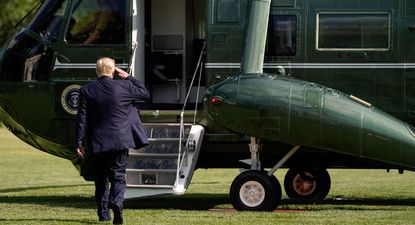 US President Donald Trump wears mask in public for the first time