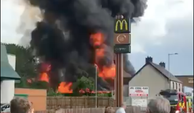 Firefighters still battling blaze in Tyrone coffin factory reportedly started by bolt of lightning