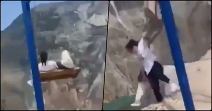 Two women escape with minor injuries after terrifying fall from swing on 6,300ft cliff edge in Russia