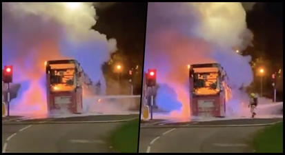 Bus hijacked by masked men and set on fire in Belfast