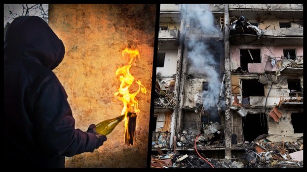 Ukraine Russia molotov cocktails
