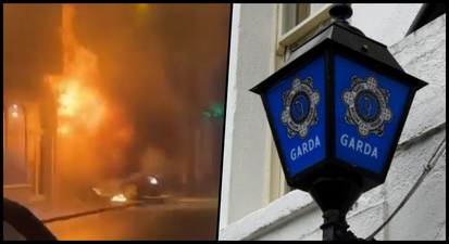 Massive fire breaks out after car crashes into building in Carlow