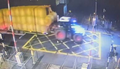 WATCH: Irish Rail releases footage of tractor crashing through a level crossing