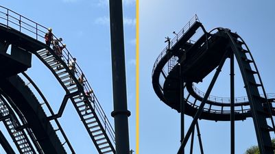 Terrifying scenes as people forced to climb down roller coaster at Alton Towers