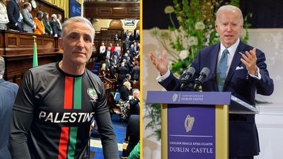 Sinn Féin TD speaks on his donning of a Palestinian jersey during Biden address