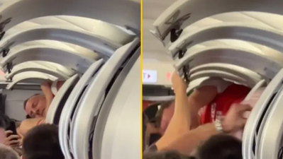 Man goes on stag party to Ibiza – wakes up in an airline overhead bin