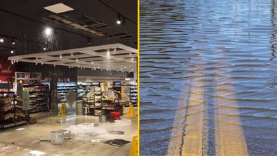 Shocking footage shows shop roof collapse from heavy rainfall in Tralee