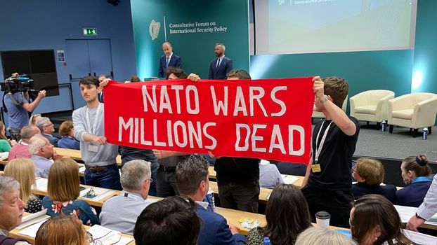 Micheál Martin protesters