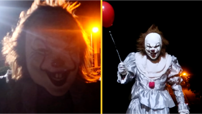 Pennywise-like clown terrifying village dares police to catch them in creepy online clip