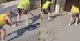 Builders smash up concrete driveway after homeowner refuses to pay them