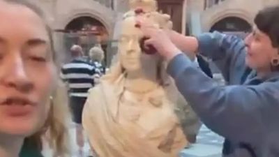 Irish protester charged for pouring jam porridge over Queen Victoria bust