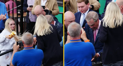 Model who threw milkshake at Nigel Farage has brutal four word reply when asked if she’ll apologise