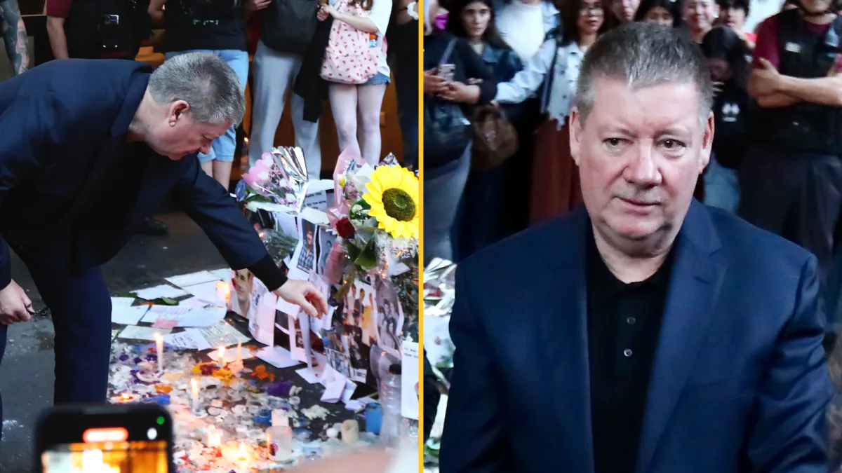Liam Payne’s father reads tributes and kisses pictures outside hotel where son died