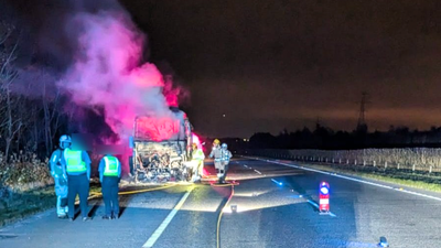 Passengers evacuated after bus catches fire on motorway in Dublin
